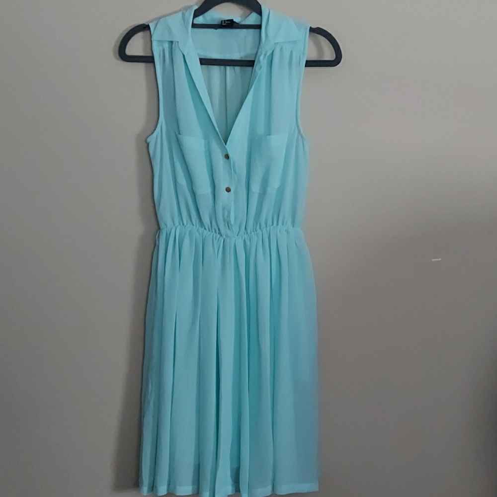 H&M mint light blue fit/flare dress size 6